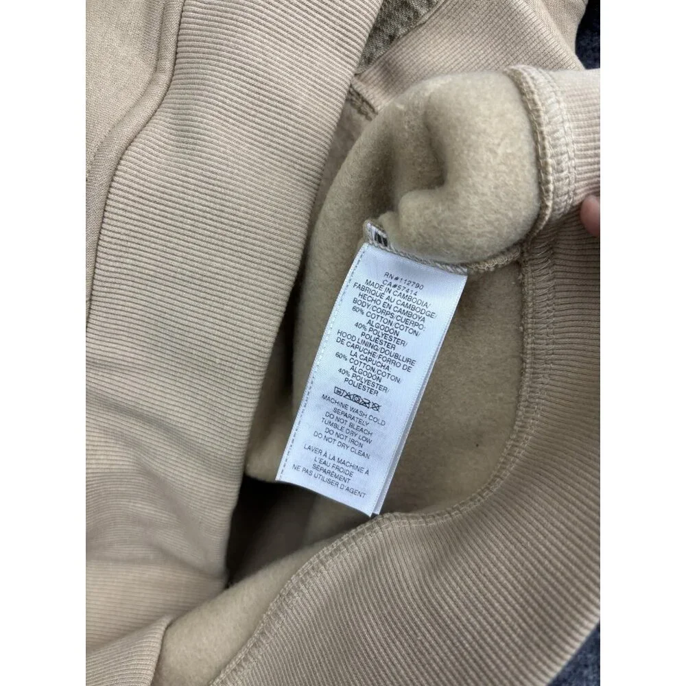 True Religion Hoodie Mens Large‎ Beige Full Zip Fleece Sweatshirt Logo Back